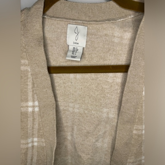Joie Tan Plaid Button Down Cardigan Sweater - Picture 4 of 7